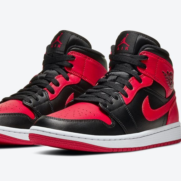 Nike Other - Nike Air Jordan 1 Mid Banned Bred 2020 Black Red